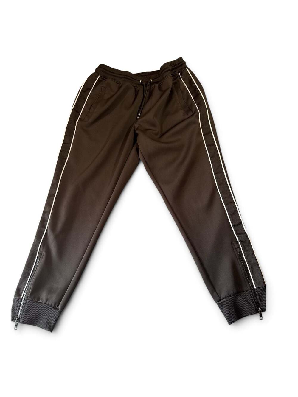 INC Track Pants Size Medium Mens Black Tapered Leg Zip Ankle Drawstring Pockets
